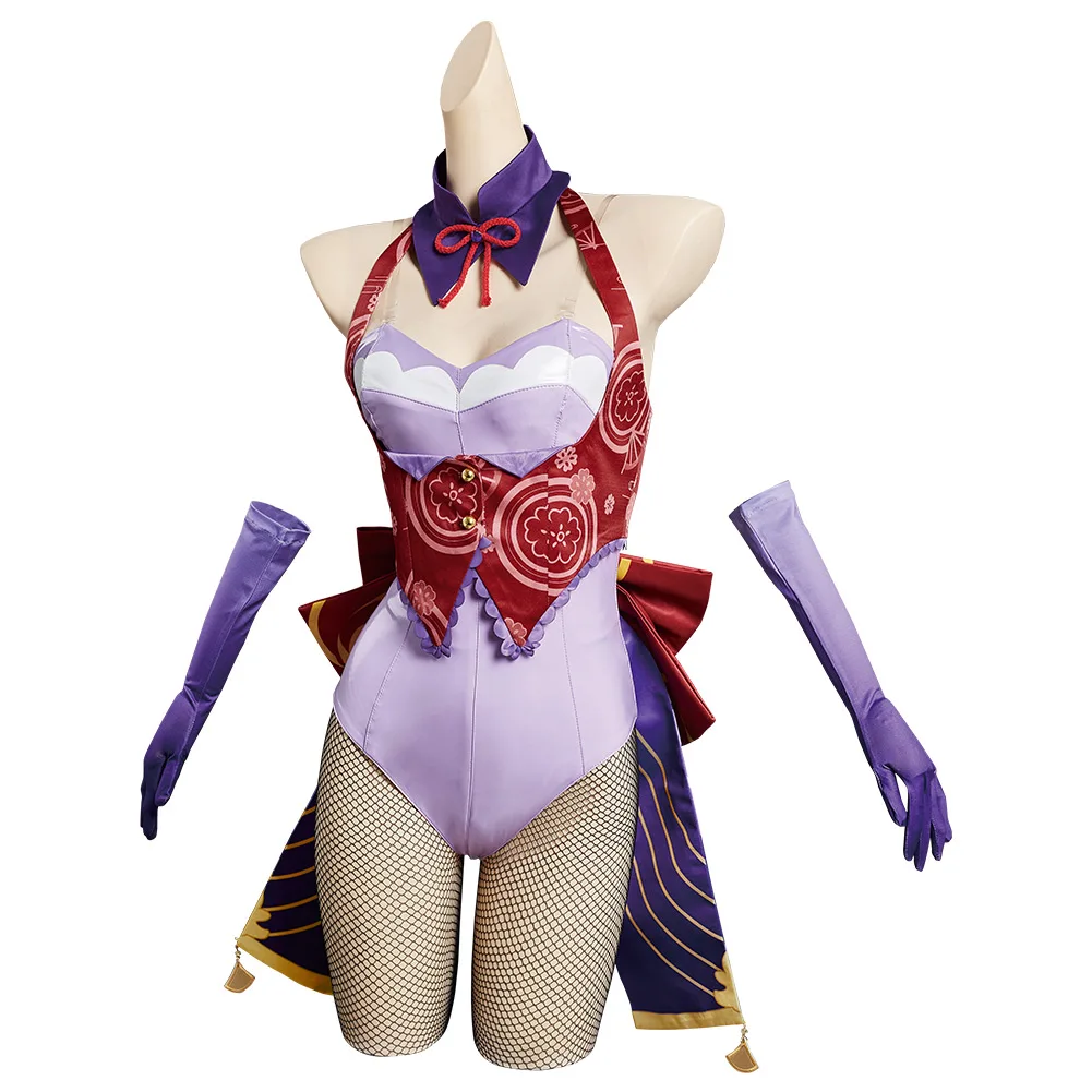 Genshin Impact Beelzebul Raiden Shogun Cosplay Costume Bunny Girl Jumpsuit Outfits Halloween Carnival Suit