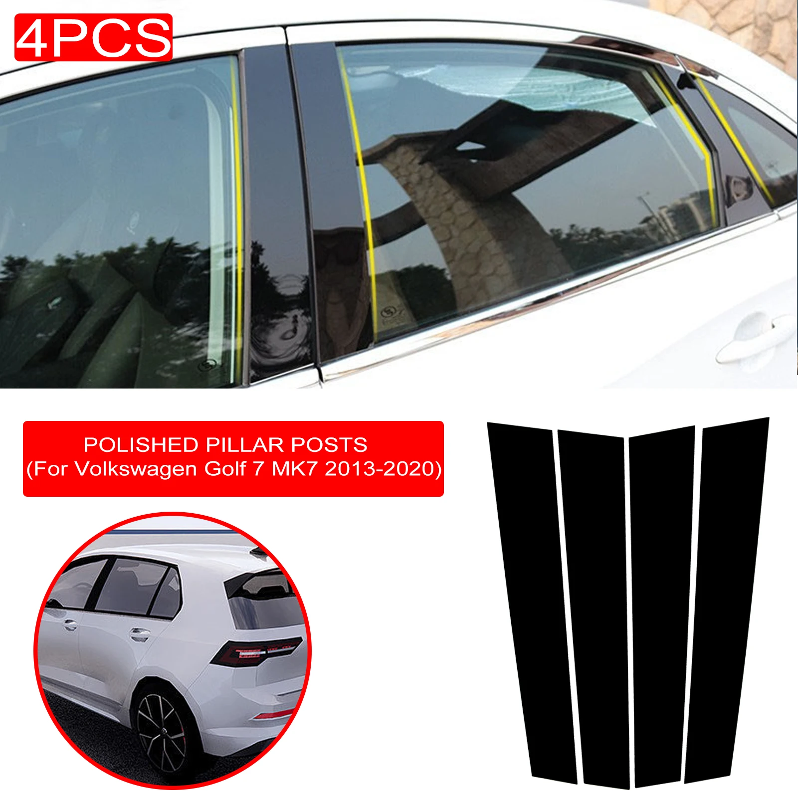

4 шт., декоративные наклейки на дверные стойки VW Golf 7 MK7 2013-2020