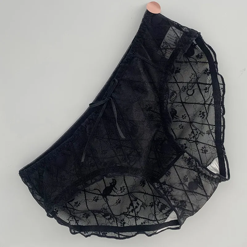 

10PCS Women Summer Lace Underwear Female Cotton File Mid-waist Sexy Perspective Briefs Girl Underpants Candy Panties