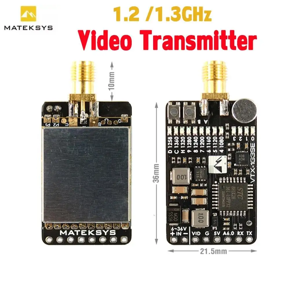 

Видеопередатчик Matek Vtx 6-36 в, 1,2 ГГц, 9 каналов, 1,3 МВт, 25 МВт, 0,1 МВт