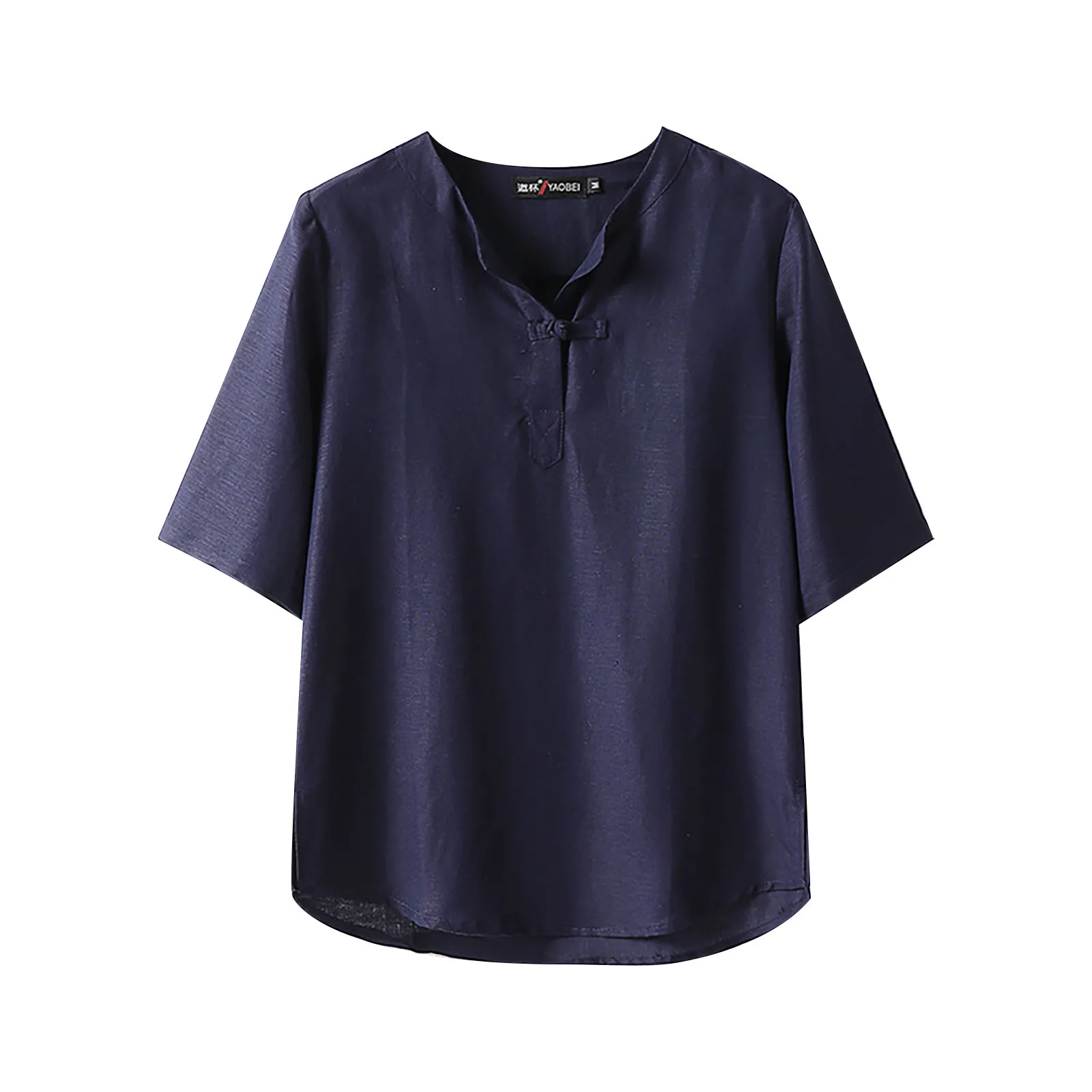 

Summer Cotton Linen Half Sleeve Shirt Mens Boho Beach Solid Loose Pullover Tops Harajuku Breathable Traf Official Camisas Blusas