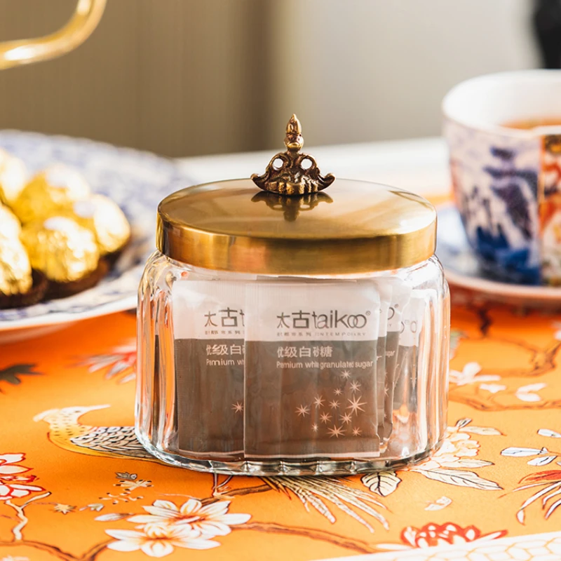 Винтажная латунная банка для хранения с крышкой домашняя овальная стеклянная