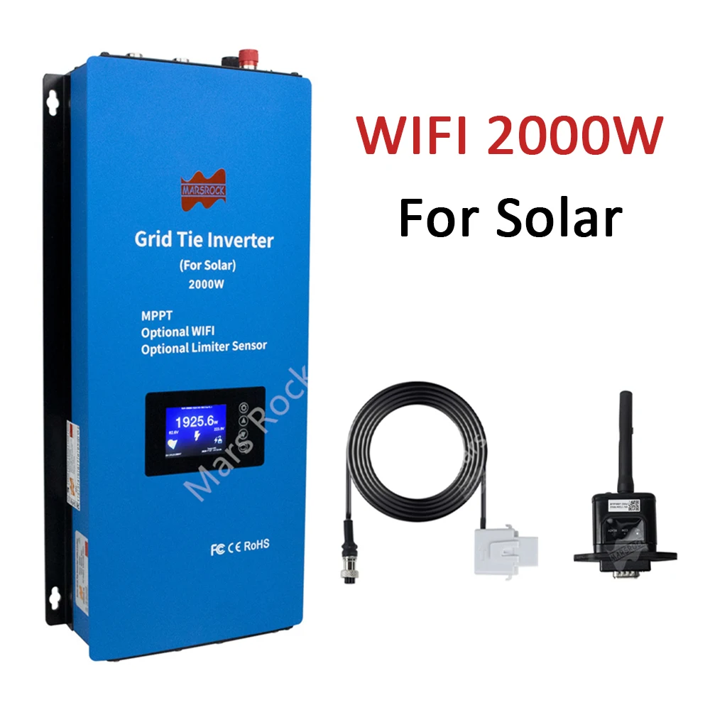 

2000W 48V Grid Tie Solar Inverter Limiter MPPT Solar Panel PV WiFi Monitor LCD Display With Limiter Sensor DC22-90V to AC95-265V