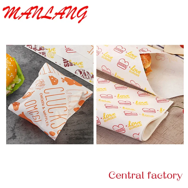 Бумажная обертка для гамбургеров изготовленная по индивидуальному заказу