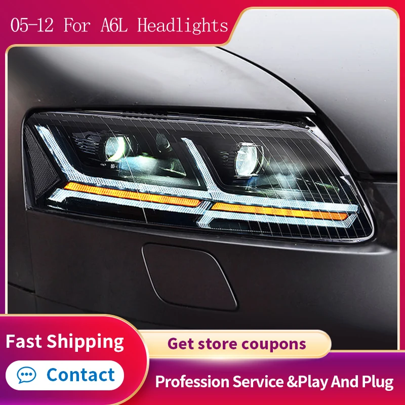 

Head Lamp for AUDI A6 LED Headlight 2005-2012 Headlights A6L DRL Turn Signal High Beam Angel Eye Projector Lens