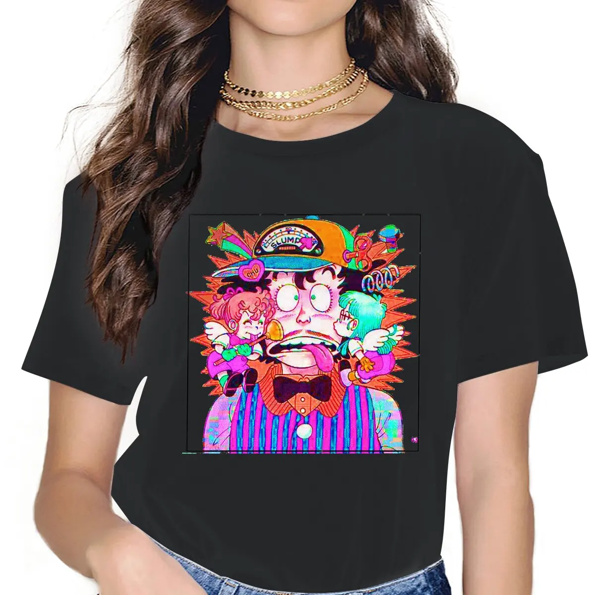 

Akira Toriyama Women Clothing Dr Slump Funny Comics Graphic Female Tshirts Vintage Alternative Loose Tops Tee Kawaii Girls