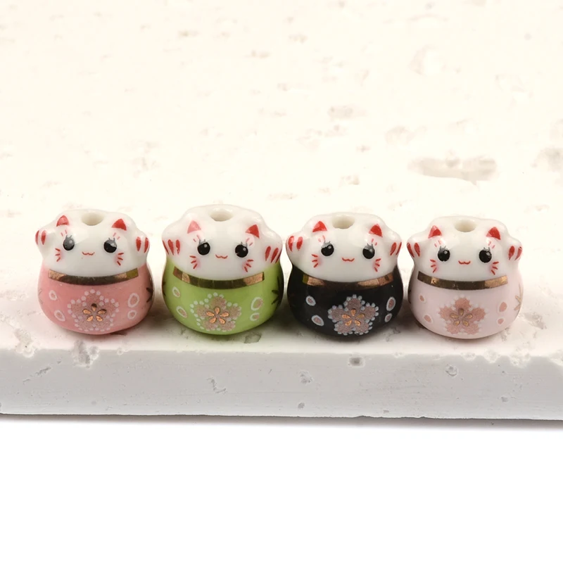 

Macaron 13mm Lucky Cat Ceramic Beads Colorful Animal Loose Porcelain Beads for Handmade DIY Bracelet Jewelry Making