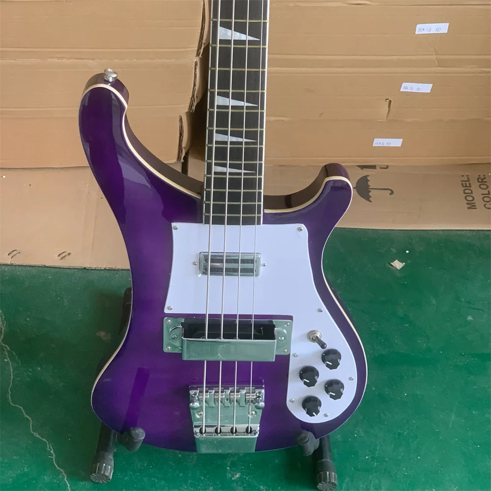 

4 Strings Purple Sandwich 4003 Electric Bass Guitar Neck Thru Body, Chorme Hardware, Triangle MOP Fingerboard guitars guitarra