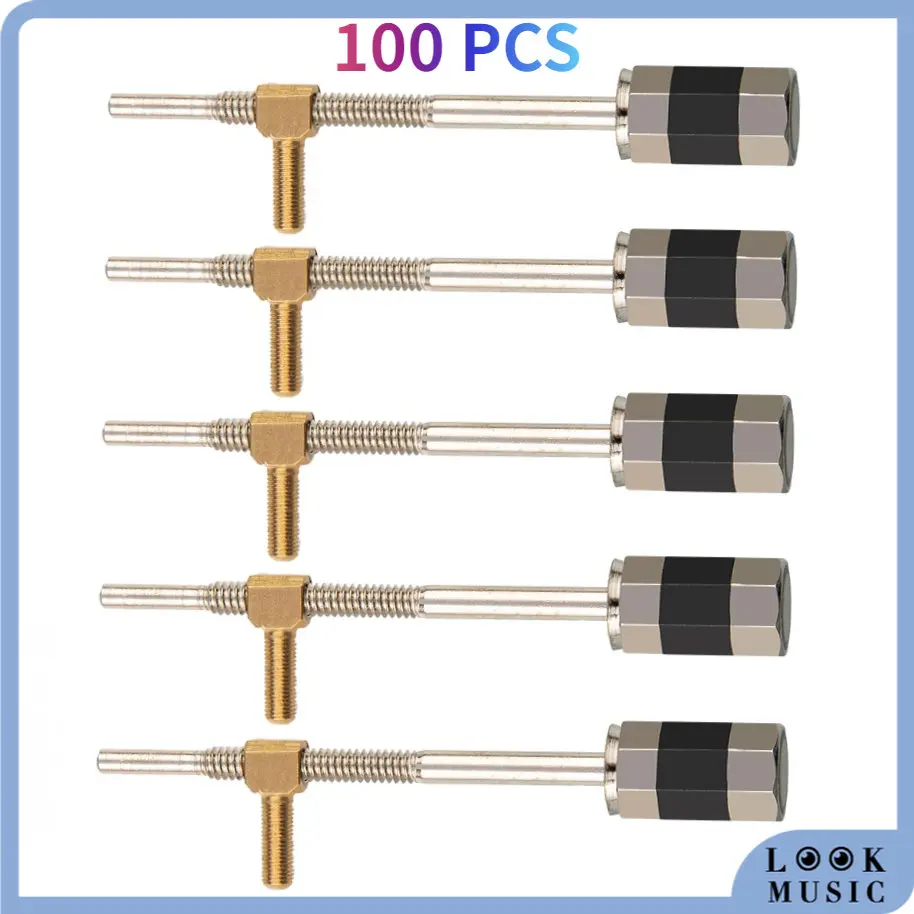 100PCS Violin Bow Parts 4/4 Size Violin Bow Screw And Eye Silver Fitting Violin Parts Accessories
