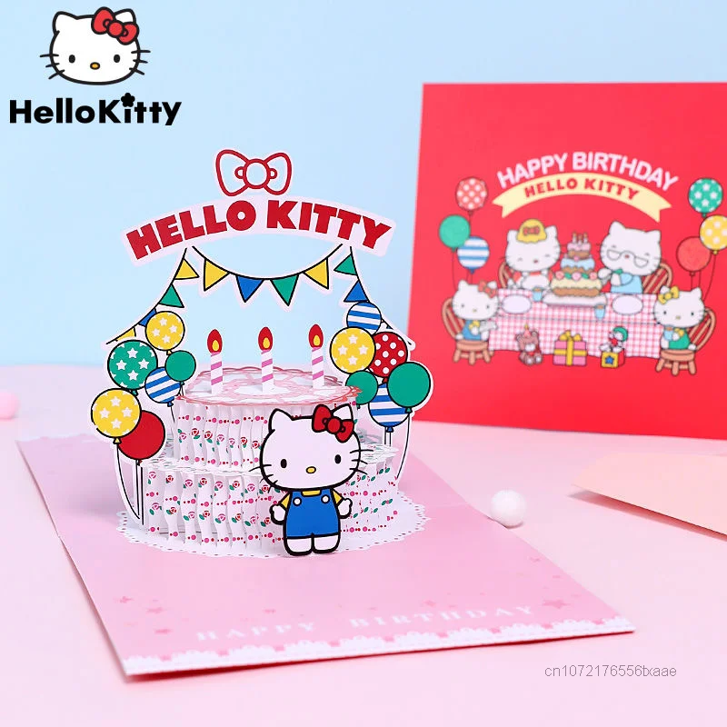 

Sanrio, Hello Kitty подарок 3D поздравительная открытка мультфильм Cinnamoroll Милая благословение открытка роскошный праздничный подарок пожелания