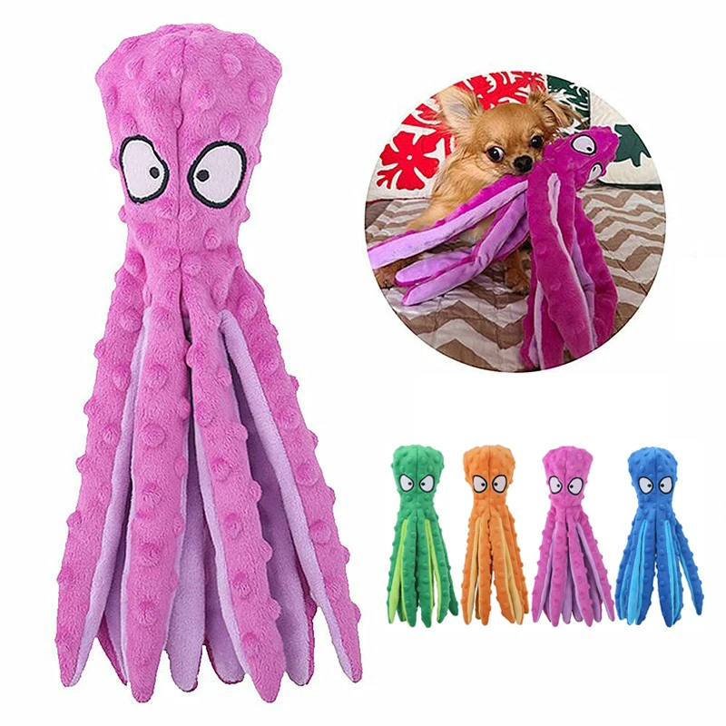 

New Pet Dog Chew Toys Sound Plush Dog Toy Octopus Squeaky Dog Toys W/ Teething Soft Durable Interactive for Puppies Dog Supplies