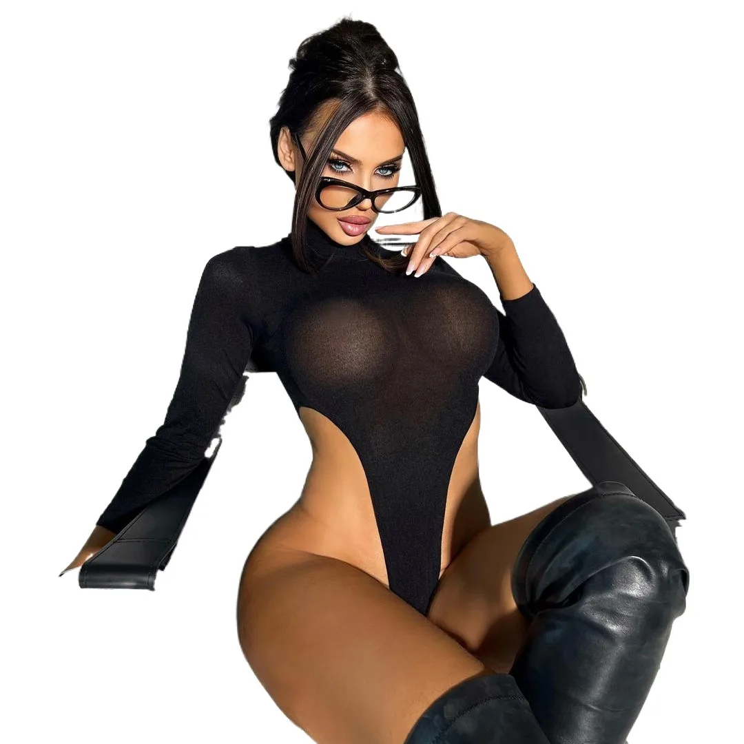

European And American Women's 2023 Summer And Autumn New Fashion Sexy Spicy Girl Slim Fit Backless Long Sleeve Bottom Bodysuit