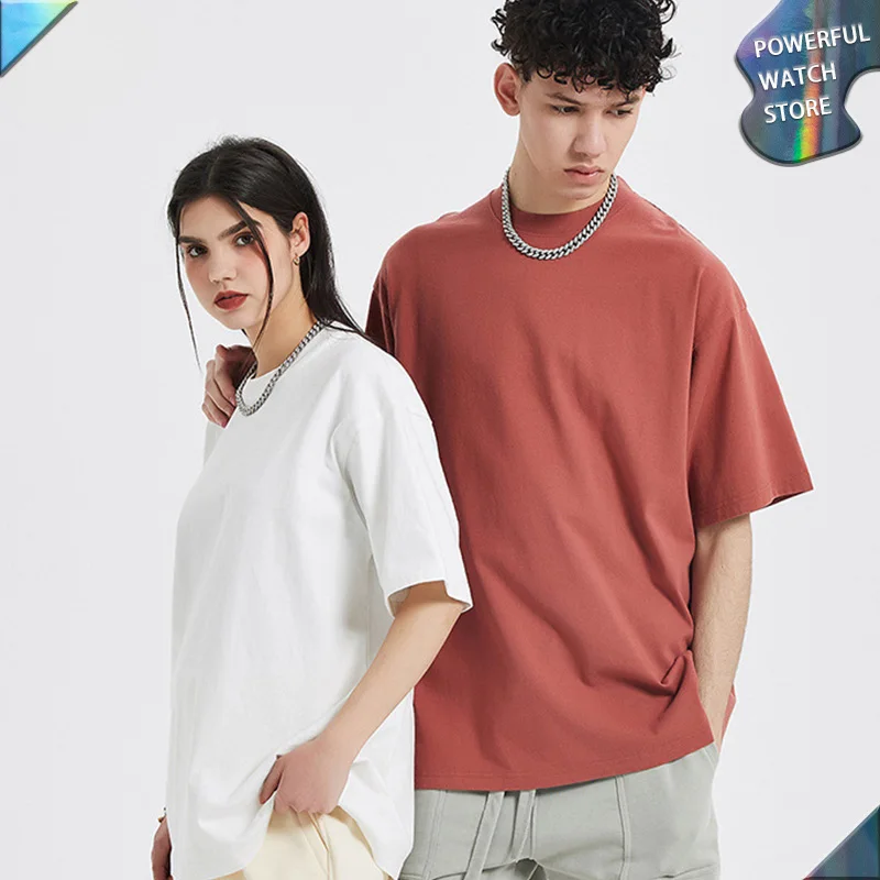 

Мужская Высококачественная Тяжелая моющаяся Мужская футболка с коротким рукавом 300 г Лето 2022 Мужская свободная модная футболка в стиле Хар...