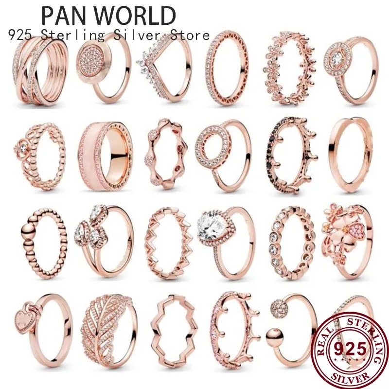 

925 Sterling Silver Rose Gold Daisy Most Popular Crown Women's Love Pan Ring Women's Wedding Party Gift Fashion Jewelry