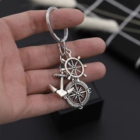 leisure anchor rudder metal pendant keychain pendant fashion unisex ring keychain creative alloy all kinds of accessories gift