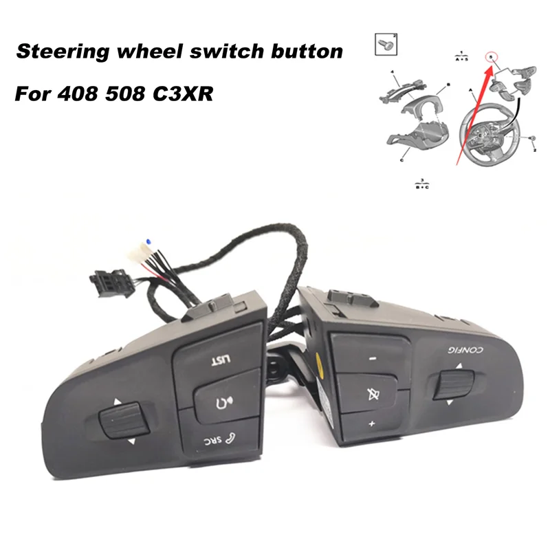 

Steering Wheel Multifunction Switch Cruise Volume Control Switch VMF Combination Switch Module for Peugeot 408 508 C3XR