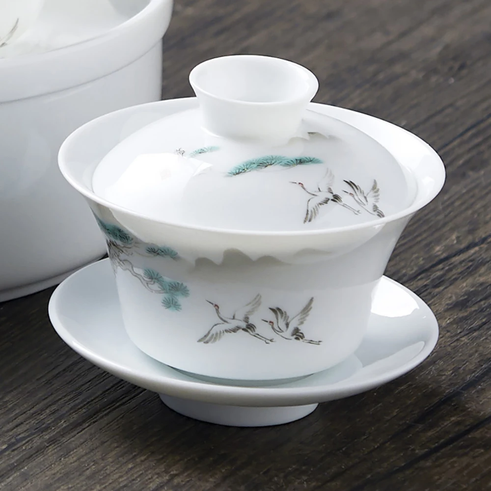 Фарфоровый чайный набор ручной работы Gaiwan Persimmon, Цзиндэчжэнь, Gaiwan, китайские чайные чашки Chawanmushi, чаша с крышкой (art.: 3920c0892dead) - 3920c0892dead