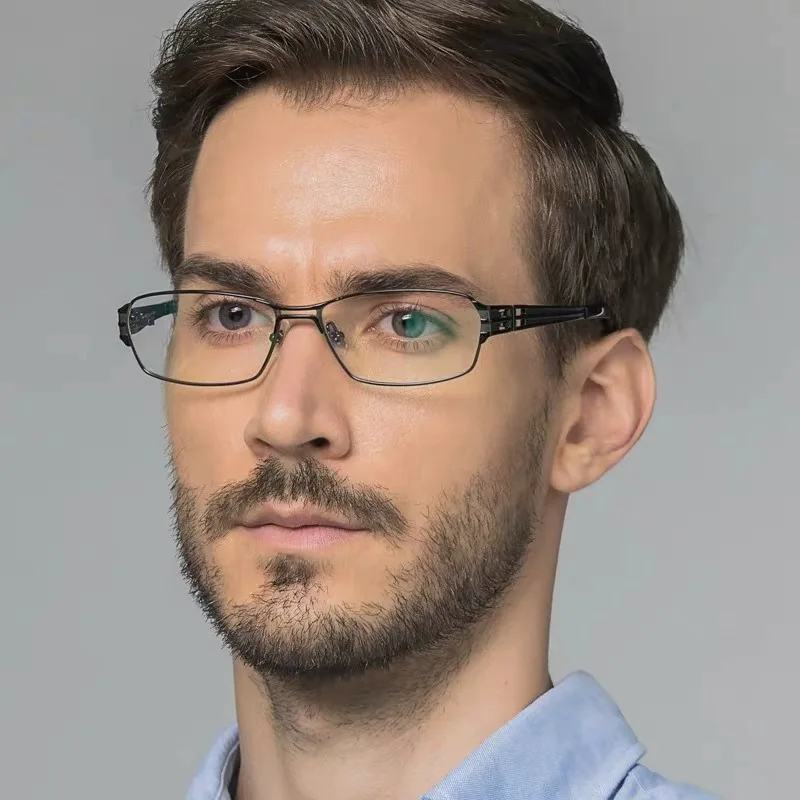 Мужские титановые очки для коррекции зрения в полной оправе