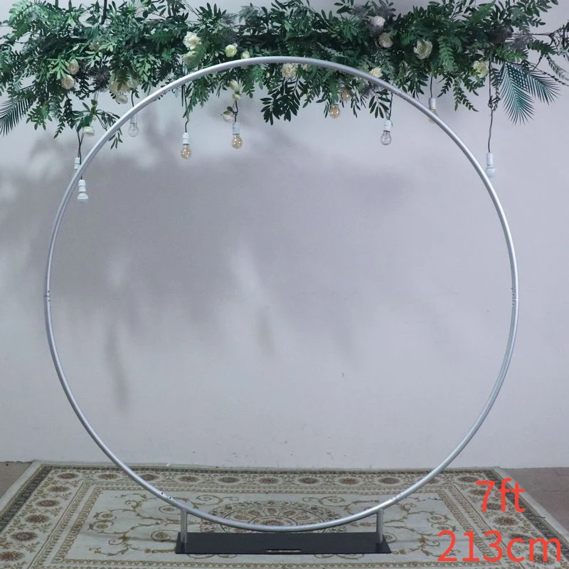 

7ft(210cm) Wedding Decoration Backdrop Stand Round Photography Backdrops Outdoor Background Frame Balloon Arch Collapsible Shelf