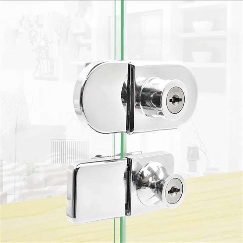 Glass Cabinet Lock Mall Display Cabinet Door Locks No Holes Single/Double Zinc Alloy Hasp Home Hardware Accessories with Key