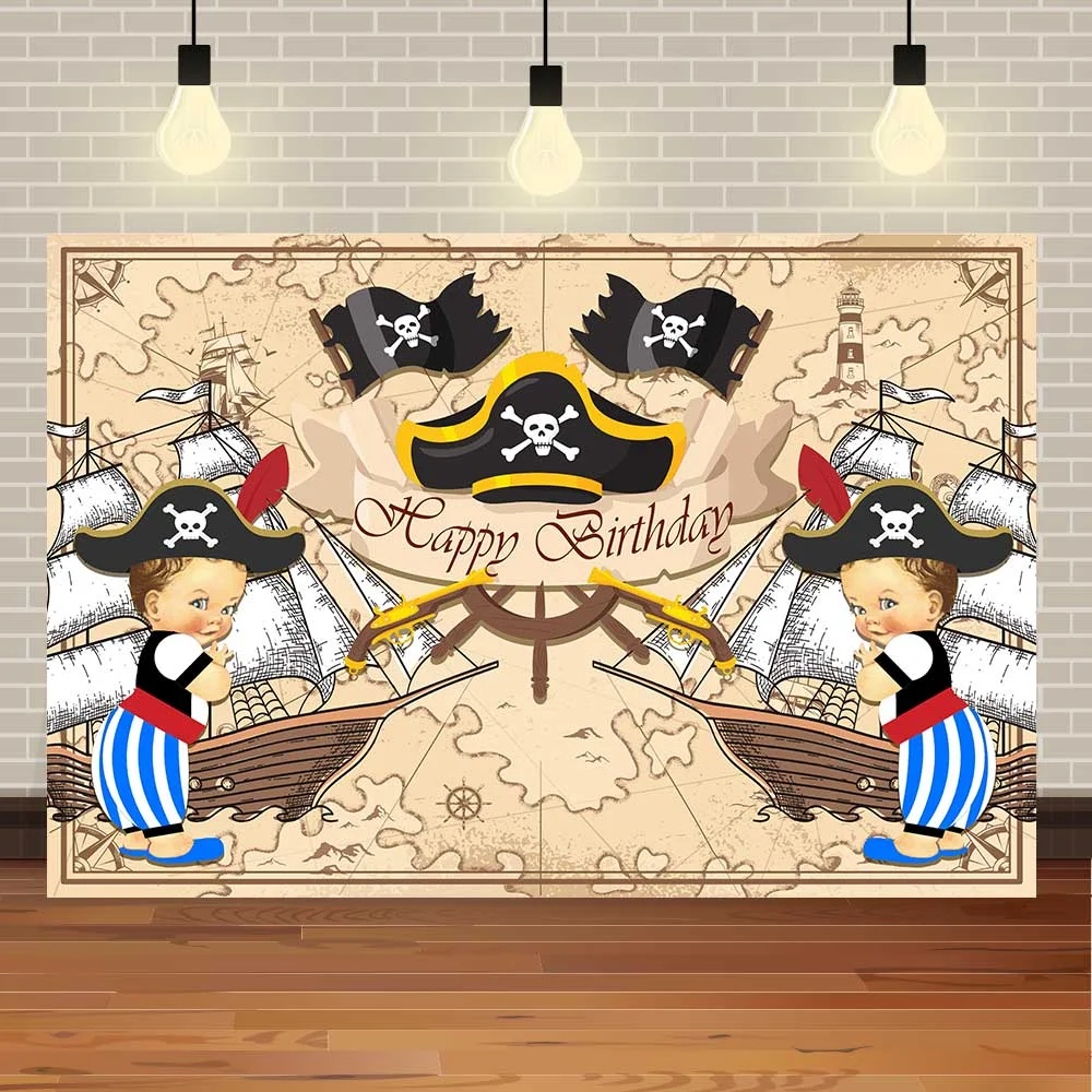 Фотофон для фотосъемки с изображением пиратского корабля приключений | Фоны