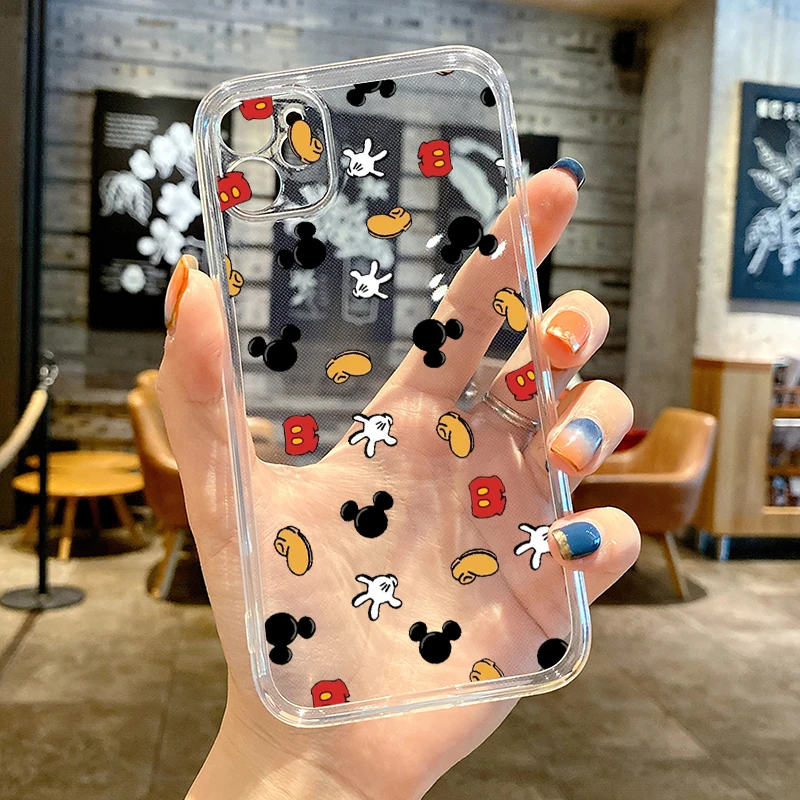 

Mickey Minnie Mouse Cartoon Transparent Phone Case For iPhone 11 12 13 Pro MAX 6 6S 7 8 Plus X XS XR Mini SE 2020 Cover Funda