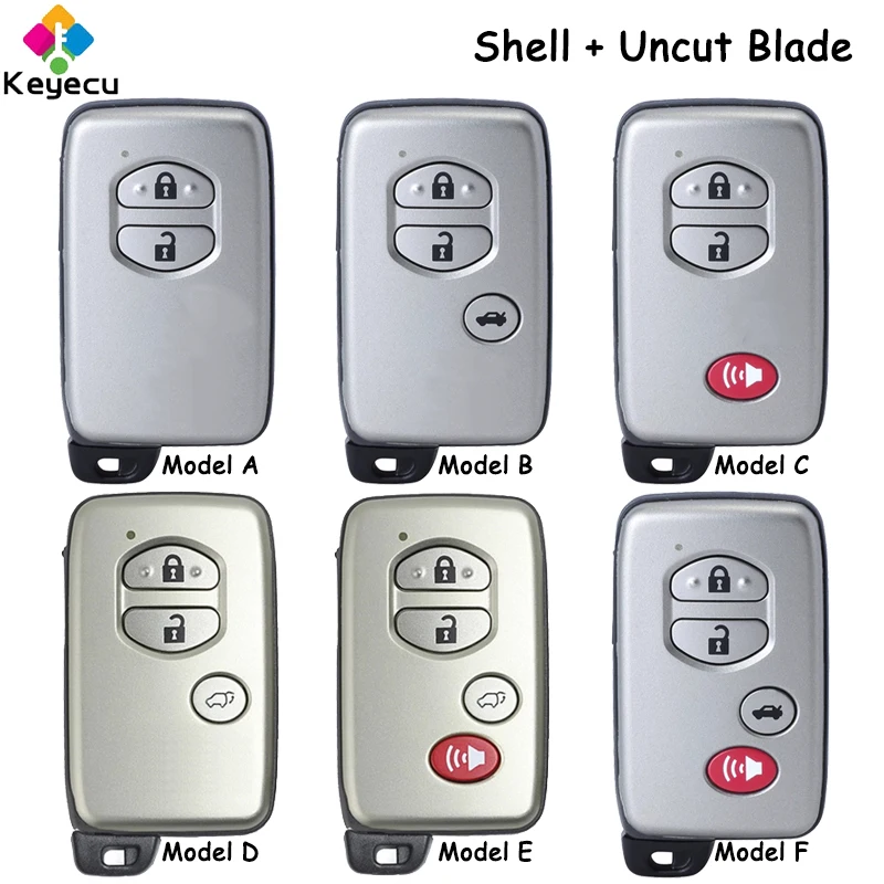 

KEYECU Smart Card Remote Key Shell Case With 2 3 4 Buttons Fob for Toyota Avalon Camry Highlander RAV4 Venza 4Runner Prius C/ V