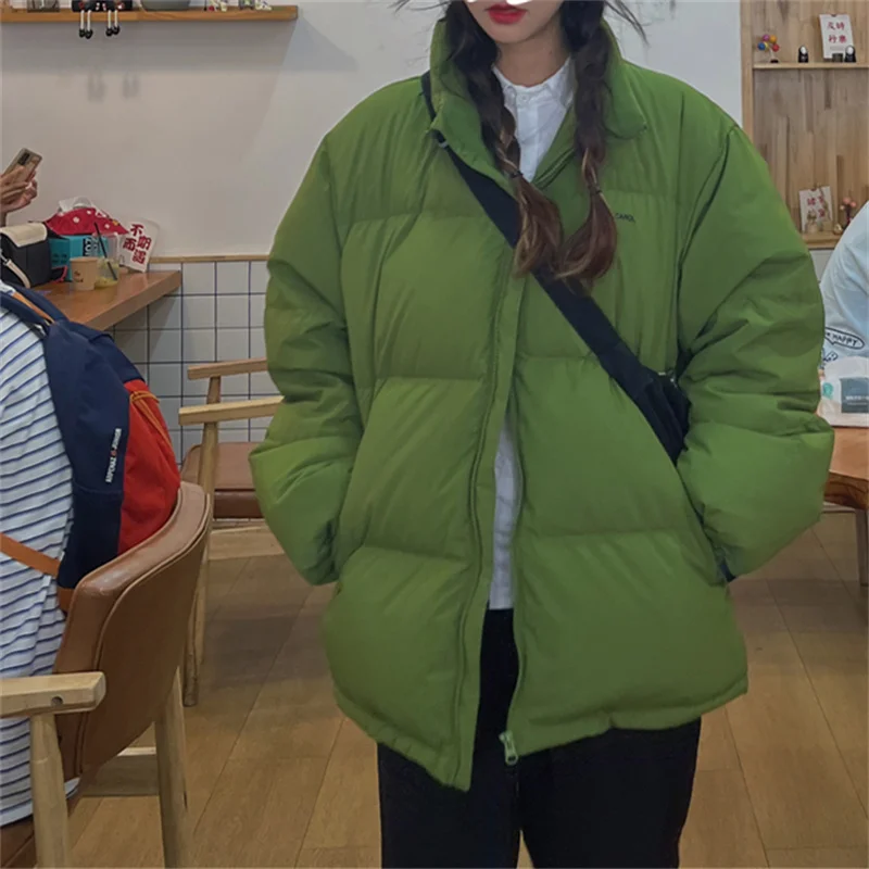 

Eotvotee Winter Puffer Jacket Women Parkas 2022 Korean Fashion Oversized Causal Coat Green Thicken Warm Stand Collar Outerwear