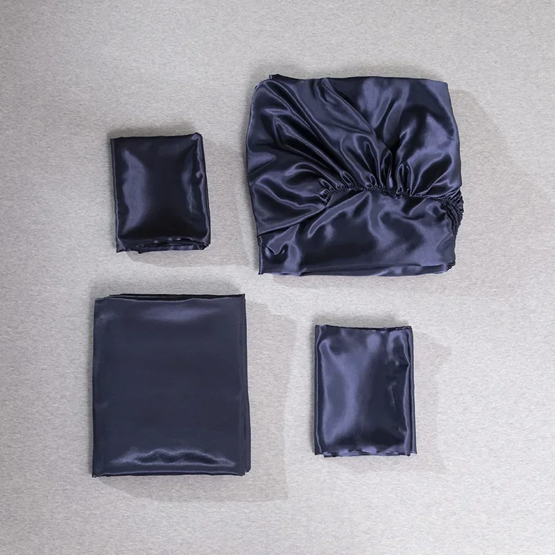 Роскошные простыни King Rayon комплекты из 3/4 однотонные атласные двойные размера Queen