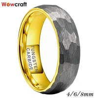 4mm 6mm 8mm fashion gold tungsten mens womens wedding band trendy jewelry ring dropshipping hammered brushed comfort fit