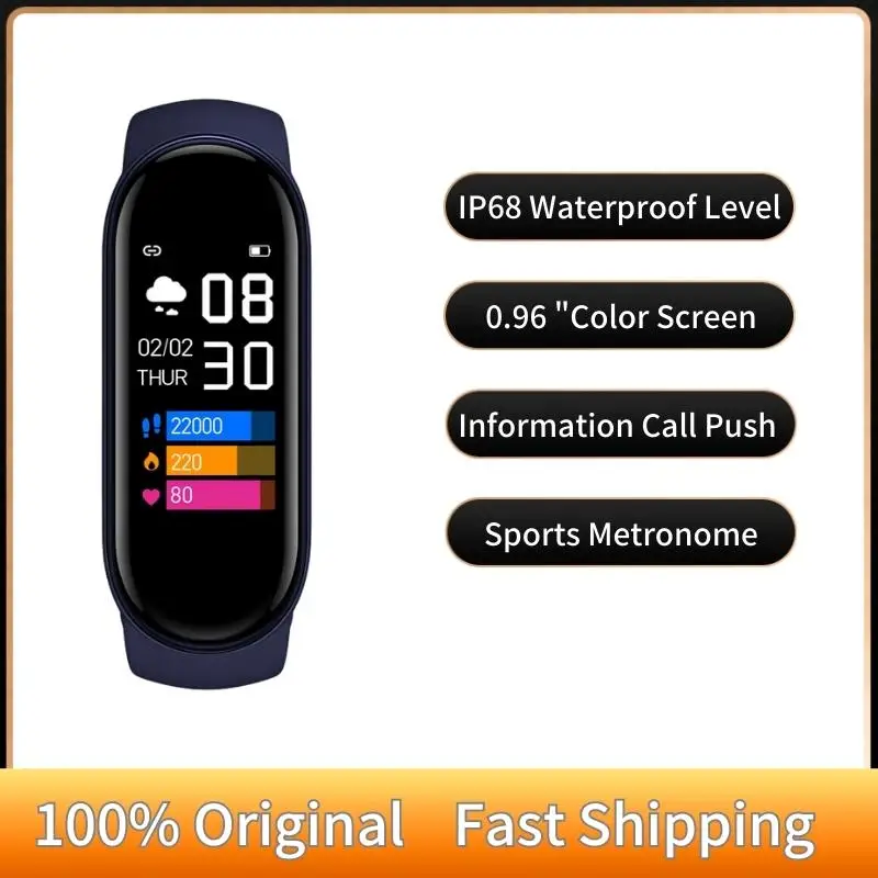 

Smart Bracelet 7 Color Blood Oxygen Smart Band Fitness Traker Heart Rate Monitoring IP68 Waterproof for pk Xiaomi Mi Band 4 5 6