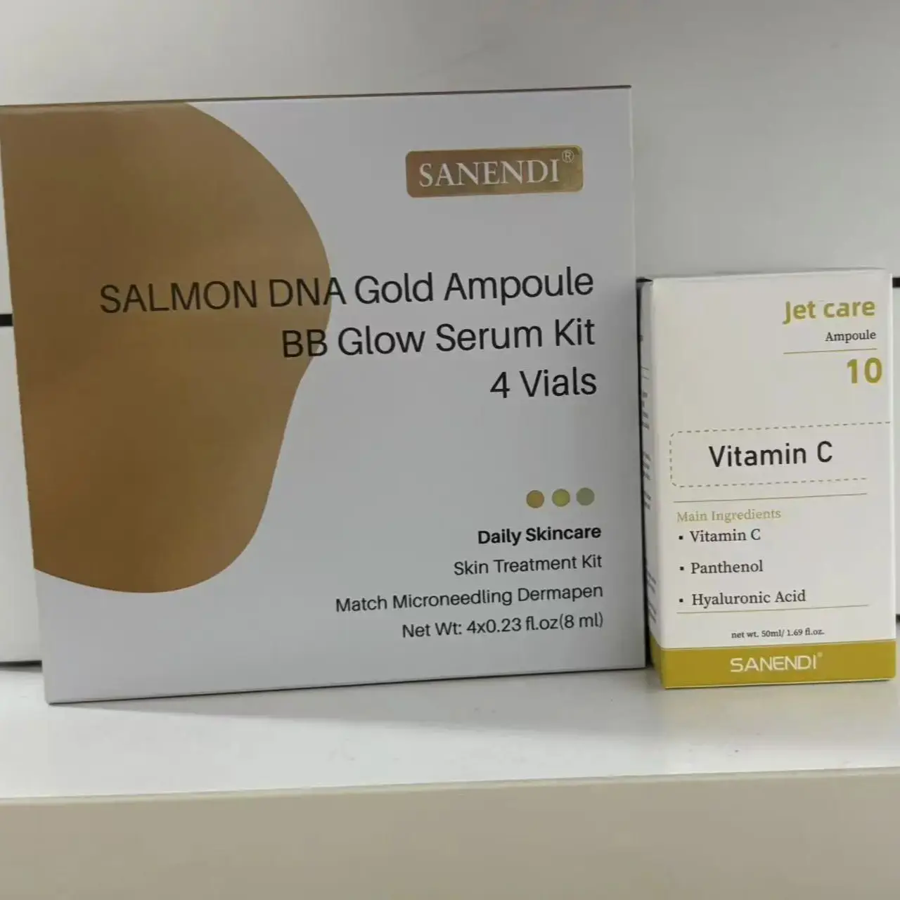 Фото 2 в 1, сыворотка Salmon DNA & Jet Care VC, укрепляющая, уход за глубокой кожей, увлажняющая, отбеливающая ампула, антивозрастной, отбеливающий набор для лица №4
