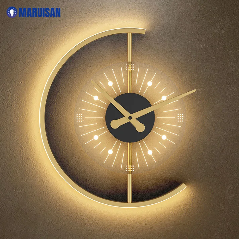 Modern LED Clock Wall Lamps For Bedside Corridor Aisle Hotel