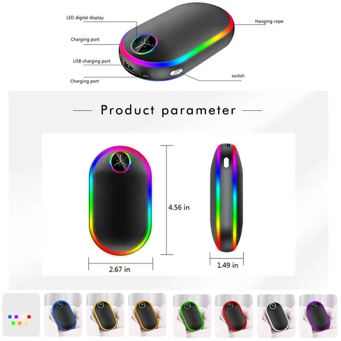 Нагреватели для рук, 7 меняющихся цветов, 10000 мАч, портативный внешний аккумулятор, зарядное устройство, нагреватель, наружный ручной нагреватель, USB