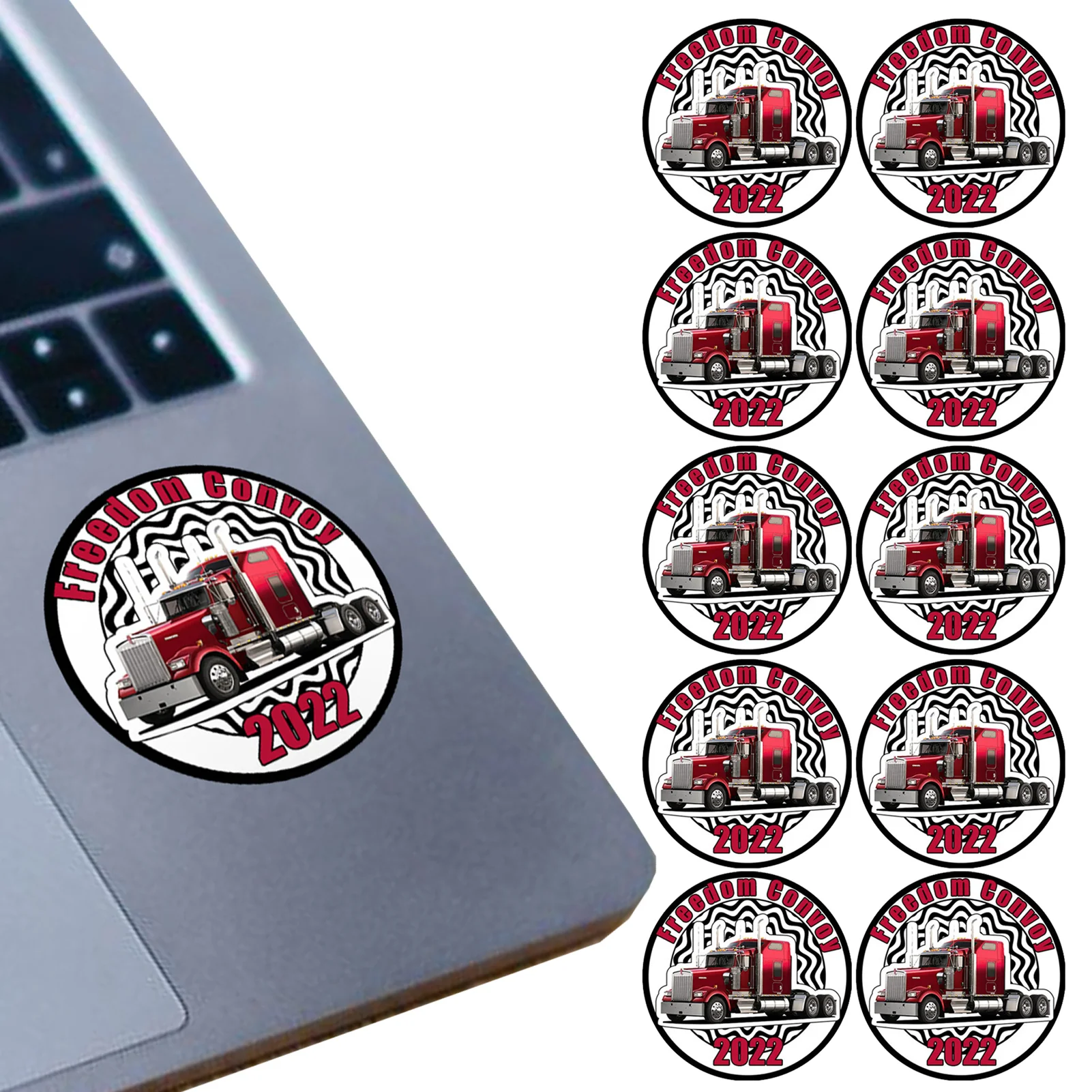 

Round Freedom Convoy Stickers Canada Vinyl Car Decals 10-pcs Trucker Stickers Fighting For FREEDOM Ideal Decor For Laptop Window