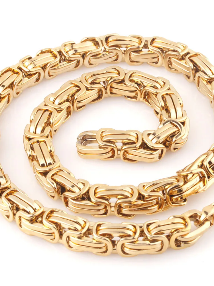 Огромная тяжелая нержавеющая сталь шириной 12 мм 15 византийская цепочка ожерелье