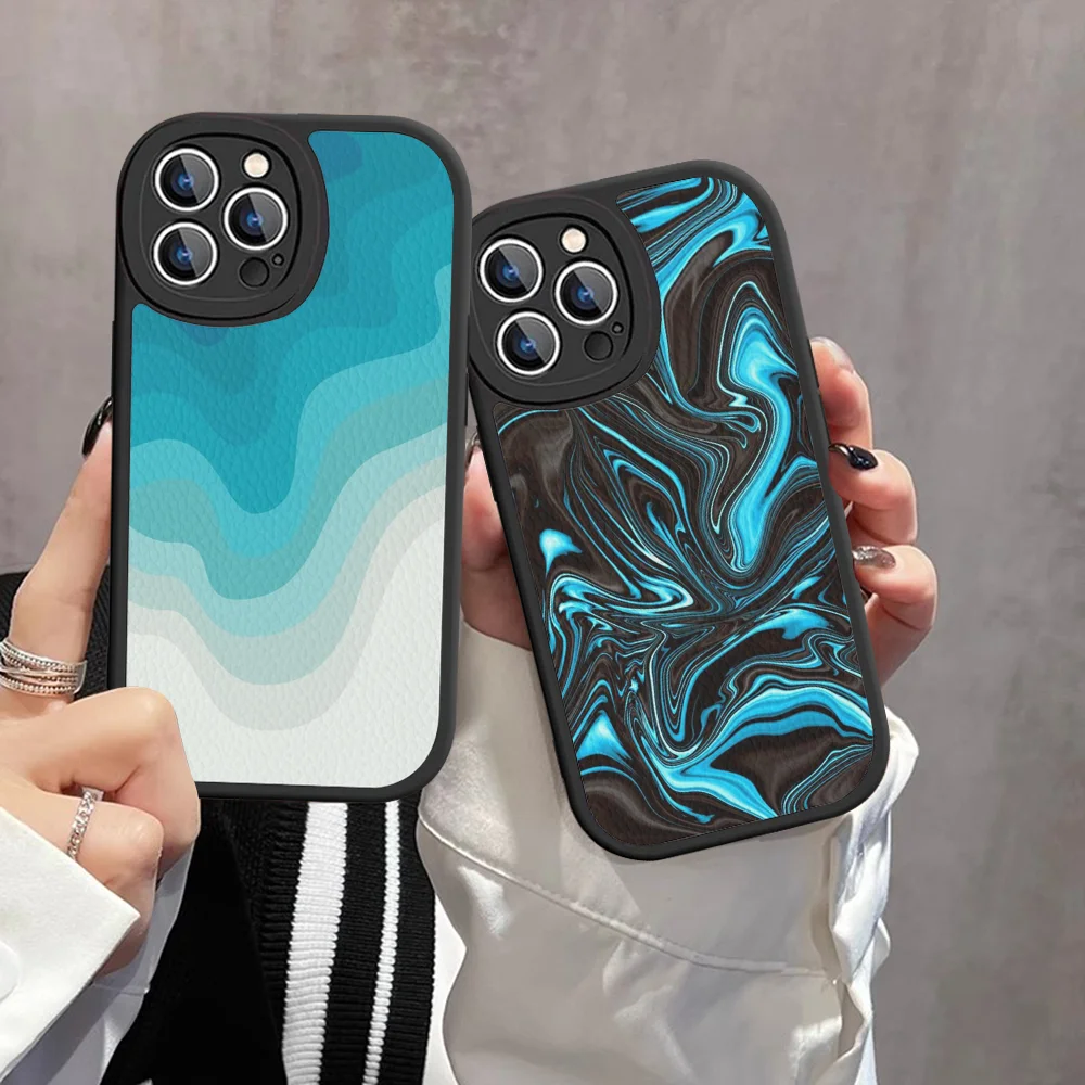 Чехол для телефона Liquid Swirl из жесткой кожи iPhone 16 15 14 13 12 Mini 11 Pro Max Xs X Xr 7 8 Plus Fundas
