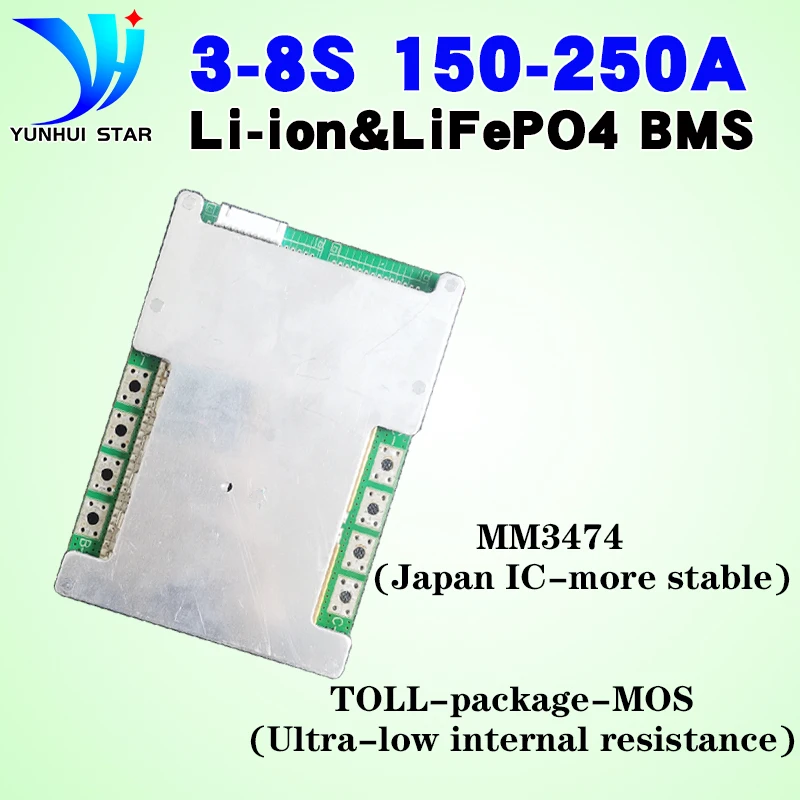 

Bms 3s 4s 7s 8s 12v 24v Защитная плата литий-ионной и литиевой батареи lifepo4 150A 200A 250A с балансом для небольшого аккумулятора