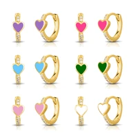 925 sterling silver ear needle love heart earrings enamel heart charm hoop earring for women fashion jewelry birthday gift