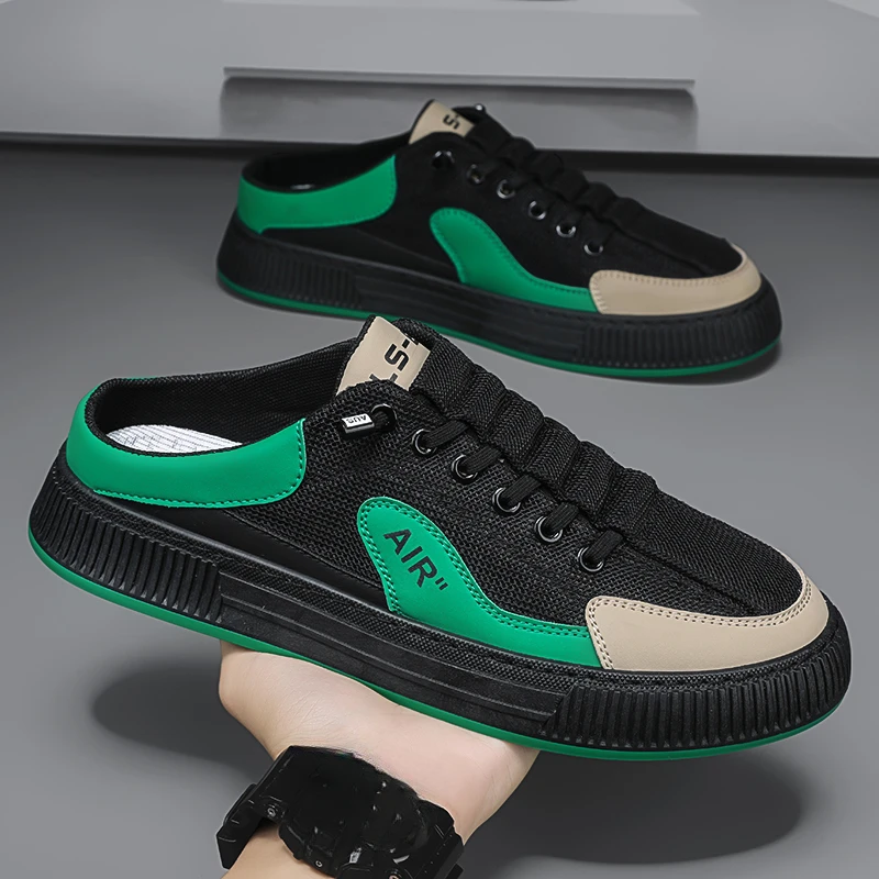 

Fashion Casual Men Half Shoes for Summer Outdoor Breathable Slip-on Male Footwear Mesh Quality Hard-wearing Men Loafers Hot Sale