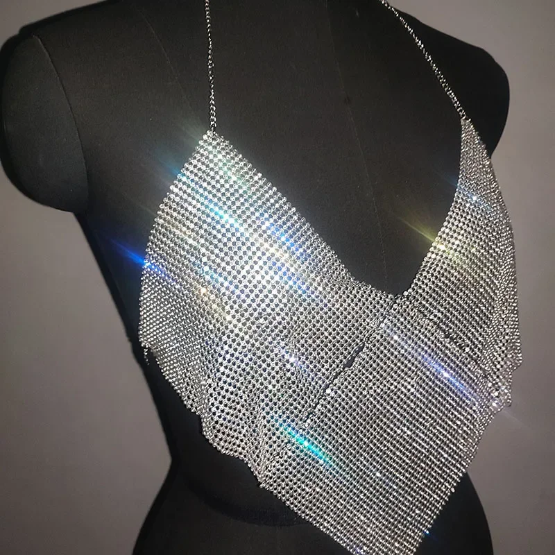 Блестящий топ с глубоким V-образным вырезом Skl000114 женская одежда жилет открытой