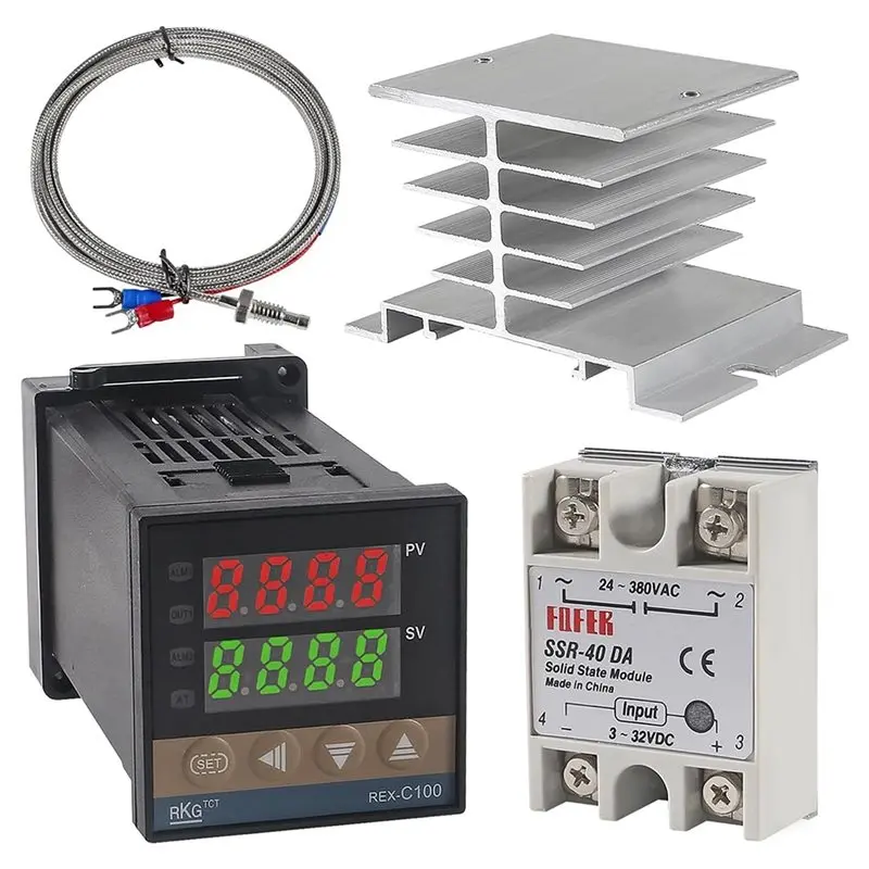 Комплект терморегулятора DTA4-10X PID REX-C100 с высоковольтным реле SSR 40DA+ и термозондом K (100-240В переменного тока) (art.: 3920dc4ffb004) - 3920dc4ffb004