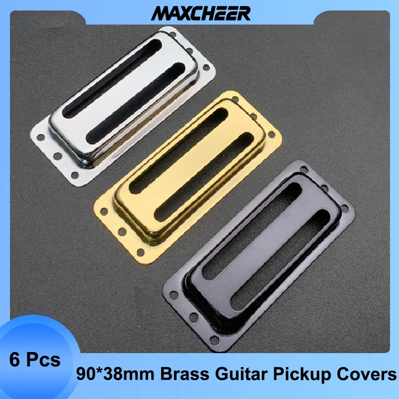 6 PcsTwo-line 90*38mm Metal Brass Electric Guitar Pickup Humbucker Covers /Lid/Shell/Top - Chrome - Black - Gold