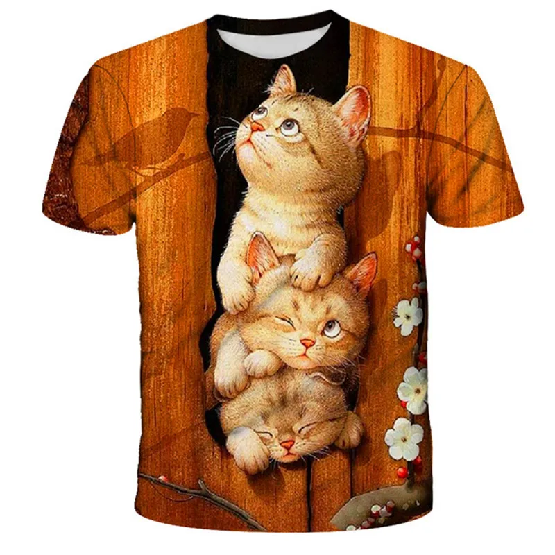 Boys Cat T Shirt Summer 3D Printed Cartoon Funny Animal T Shirt Kids Funny Harajuku Fashion Top Boys & Girls Super Cool T Shirt