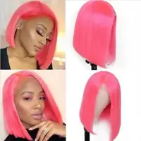 Straight Bob Pink Lace Front Wig Human Hair 613 Blonde 13X4 HD Transparent Lace Frontal Human Hair Wigs Colored Yellow Wig