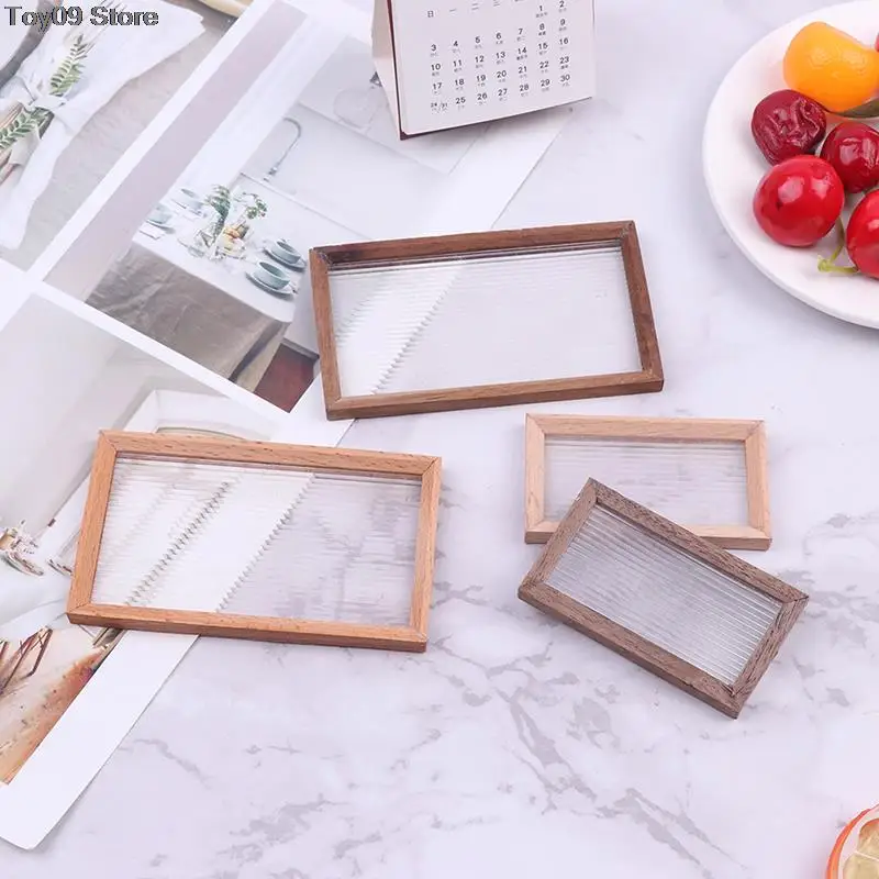 

1PC 1/12 Dollhouse Wooden Acrylic Tray Food Fruit Dessert Dinner Plate Mini Kitchen Furniture Model Shooting Scene Props