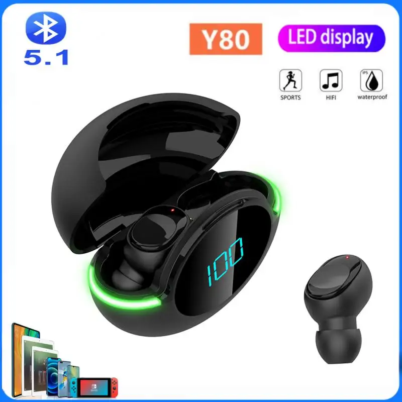 

New Y80 TWS Bluetooth Headphones Mini Wireless Earphones BT 5.0 In-ear Touch Control Sport Headset Music Earbuds With Microphone