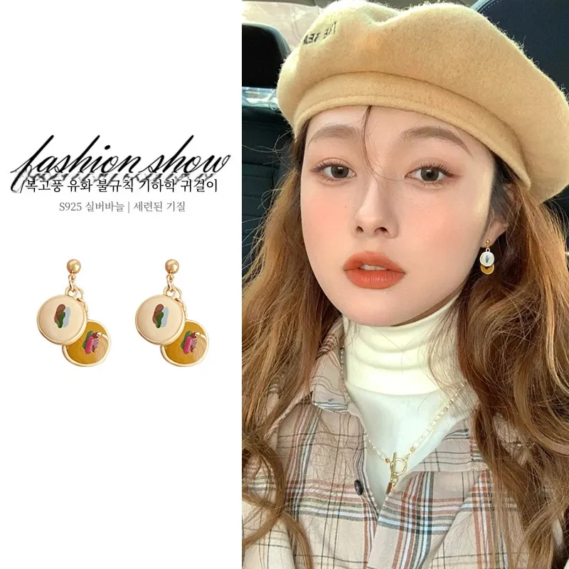 Элегантная нерегулярная картина маслом зажим для ушей женские серьги без