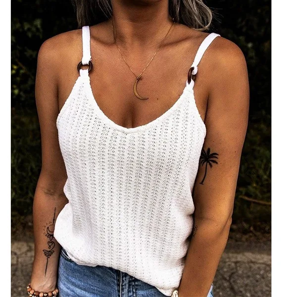 Summer Woman Fashion Tank Tops Solid Color Clothes Sexy Sleeveless V-Neck Sling Vests Female Trendy Plus Size Clothing S-5XL