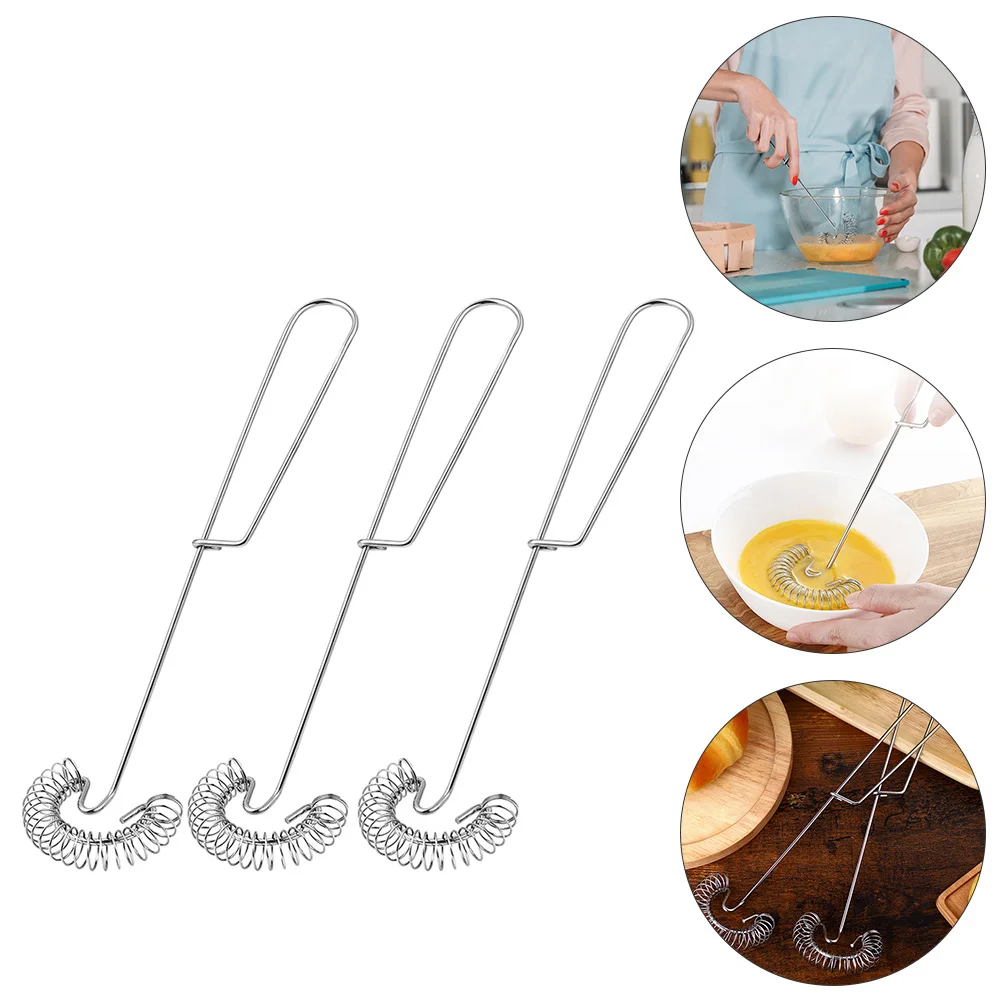 

3 Pcs Spring Stainless Steel Egg Beater Coil Springs Baking Pastry Mixer Metal Eggbeater